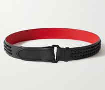 Loubi Gürtel aus Leder mit Stachelnieten und Logoprägung, 4 cm