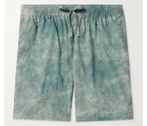 Nauge weit geschnittene Shorts aus Shell mit Batikmuster