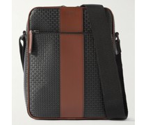 Stepan Leather-Trimmed Monogrammed Coated-Canvas Messenger Bag