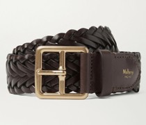 4cm Brown Woven Leather Belt