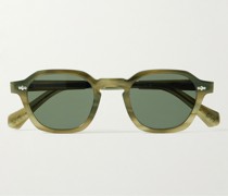 Rell S Sonnenbrille mit rundem Rahmen aus Azetat in Schildpattoptik mit stahlgrauen Details
