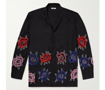 Poppy Hemd aus Seidensatin mit wandelbarem Kragen und Verzierungen