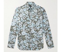 Hemd aus Lyocell mit Blumenprint und Button-Down-Kragen