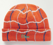 Beanie aus Jacquard-Strick mit Logostickerei und Karomuster