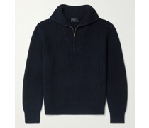 Heston Ribbed Cashmere Half-Zip Sweater