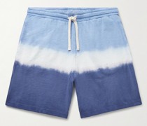 Straight-Leg Dip-Dyed Cotton-Jersey Drawstring Shorts