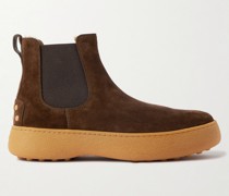 Shearling-Lined Suede Chelsea Boots