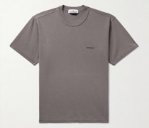 T-Shirt aus Baumwoll-Jersey in Stückfärbung mit Logostickerei