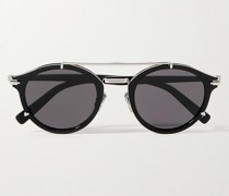 Blacksuit R7U Sonnenbrille mit rundem Rahmen aus Azetat und silberfarbenen Details