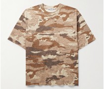 Extorr T-Shirt aus Baumwoll-Jersey mit Kristallen und Camouflage-Print