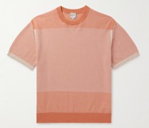 T-Shirt aus Baumwolle in Wabenstrick und Colour-Block-Optik