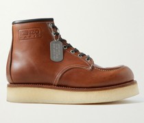Kenzoyama Logo-Debossed Leather Boots