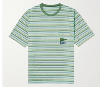 T-Shirt aus gestreiftem Baumwoll-Jersey mit Logoapplikation