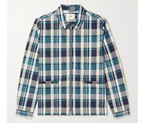 Signal Checked Cotton and Linen-Blend Harrington Jacket