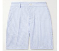 Gerade geschnittene Shorts aus gestreiftem Baumwoll-Seersucker