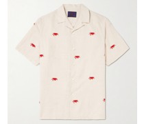 Hemd aus einer Leinen-Baumwollmischung mit Krebs-Stickereien