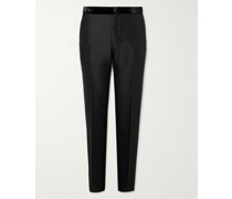 Cooper Slim-Fit Velvet-Trimmed Wool and Silk-Blend Tuxedo Trousers