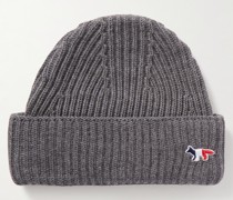 Logo-Appliquéd Ribbed Wool Beanie