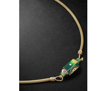 Eye Will Kette aus rhodiniertem Gold mit Medaillon und mehreren Steinen