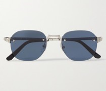 Santos de Cartier rahmenlose ovale Sonnenbrille mit silberfarbenen Details