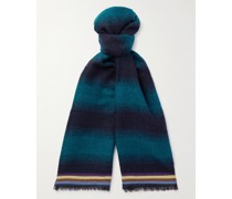 Frayed Striped Knitted Scarf