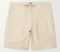 Gerade geschnittene Shorts aus einer gestreiften Leinen-Wollmischung mit Kordelzugbund