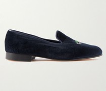 Albert Leather-Trimmed Embroidered Velvet Loafers