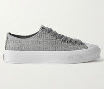 City Sneakers aus Jacquard mit Logomuster und Lederbesätzen