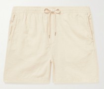 Gerade geschnittene Shorts aus Baumwollgaze mit Kordelzugbund