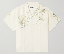 Greetings Hemd aus einer Baumwoll-Leinenmischung mit Batikmuster und Stickereien