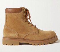 Stiefel aus Veloursleder mit perforiertem Lederbesatz