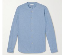 Hemd aus Baumwoll-Chambray mit Stehkragen