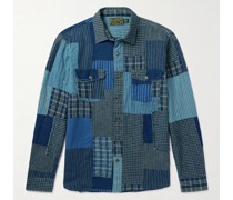 Jeanshemd in Patchwork-Optik