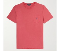 Slim-Fit Logo-Embroidered Cotton and Linen-Blend T-Shirt
