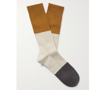 Socken in Rippstrick und Colour-Block-Optik