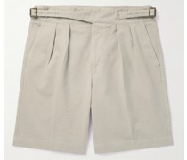 Gerade geschnittene Shorts aus Baumwoll-Twill mit Falten