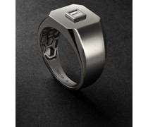 Blackened Gold Diamond Signet Ring