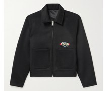 Jacke aus Filz aus einer Wollmischung mit Logostickerei