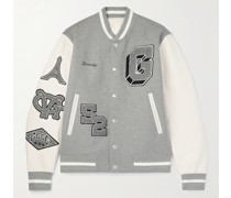 Collegejacke aus einer Wollmischung und Leder mit Logoapplikation