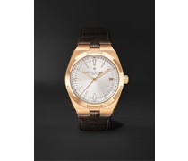 Overseas 41 mm Uhr aus 18 Karat Roségold mit automatischem Aufzug und Lederarmband, Ref.-Nr.: 4500V/000R-B127