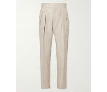 Schmal zulaufende Hose aus Leinen-Twill mit Falten
