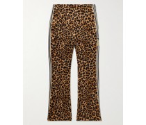 Gerade geschnittene Jogginghose aus technischem Jersey mit Webbandbesatz und Leopardenprint