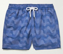 Kurze gemusterte Badeshorts mit geradem Bein