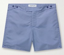 Schmal geschnittene mittellange Badeshorts aus recyceltem Material mit Print