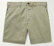 Gerade geschnittene Shorts aus Baumwoll-Twill