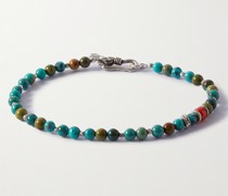 Sonora Armband mit Zierperlen aus Türkis und Koralle und silberfarbenen Details
