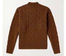 Pullover aus einer Wollmischung in Zopfstrick mit Intarsienmotiven