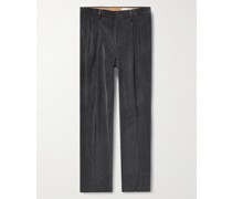 Pleated Straight-Leg Cotton and Cashmere-Blend Corduroy Suit Trousers