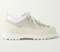 Roccia Basso Wanderschuhe aus Craquelé-Veloursleder mit Gummibesatz