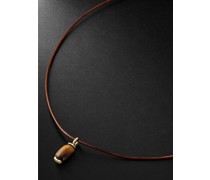 18-Karat Gold, Leather and Jade Pendant Necklace